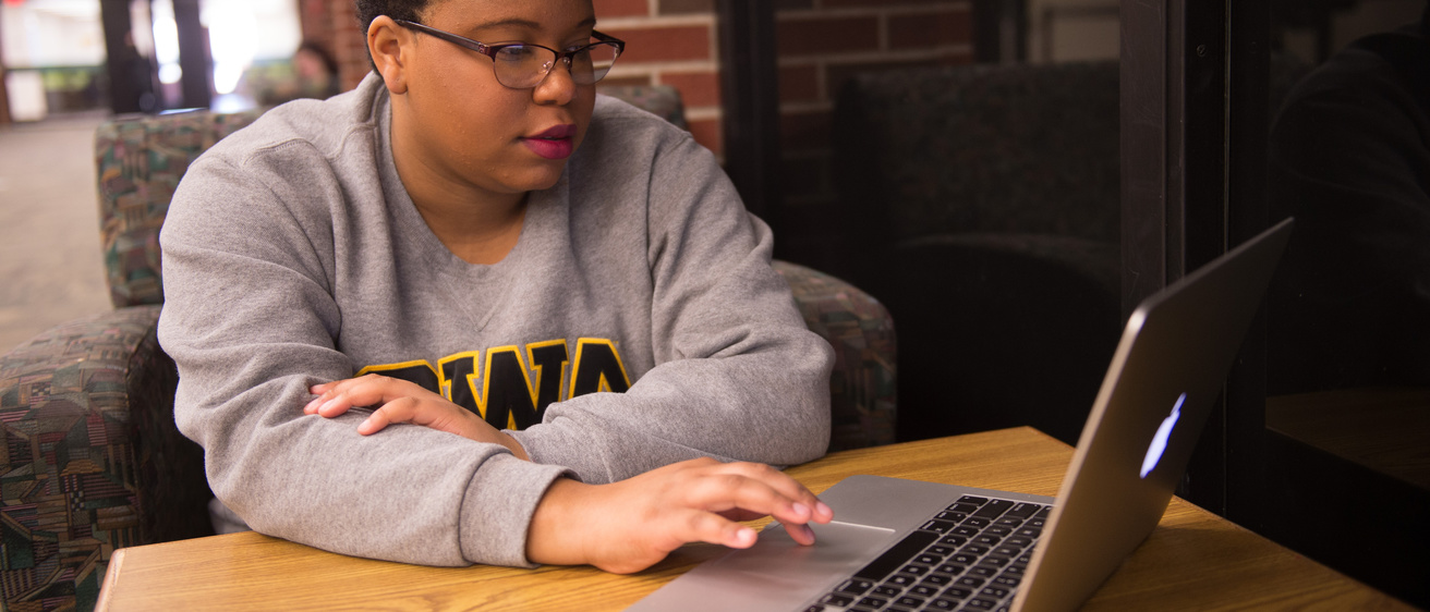 Student using laptop